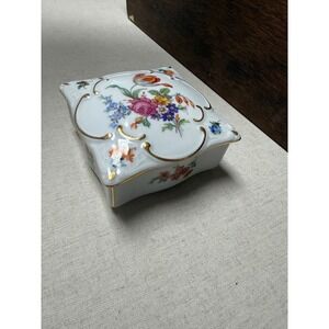 Schumann Arzberg Germany Porcelain Trinket Box Floral Gold Gilt Vintage